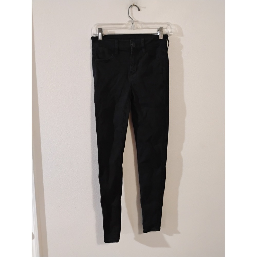 American Eagle Outfitters Womens Skinny Jeans Black Size 2 Regular Stretch Denim